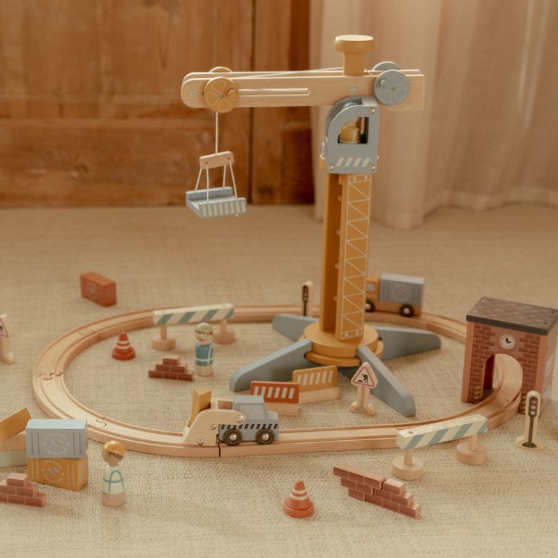 Image d'ambiance de présentation du produit Set grue et chantier de construction en bois - Little Dutch